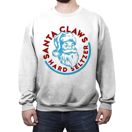 Santa Claws Seltzer - Crew Neck Sweatshirt Crew Neck Sweatshirt RIPT Apparel Small / White