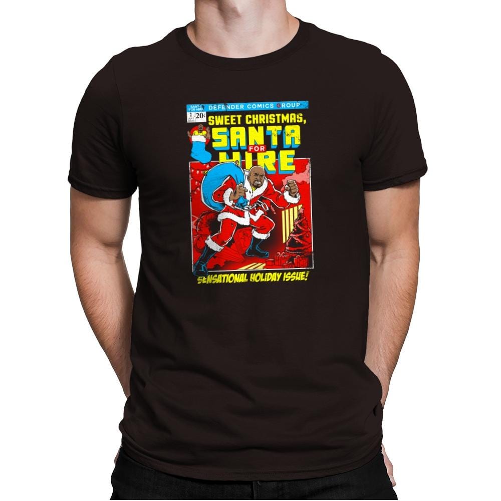Santa For Hire Exclusive - Mens Premium T-Shirts RIPT Apparel Small / Dark Chocolate