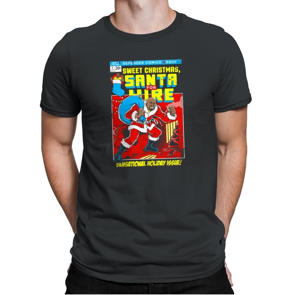 Santa For Hire Exclusive - Mens Premium T-Shirts RIPT Apparel Small / Heavy Metal