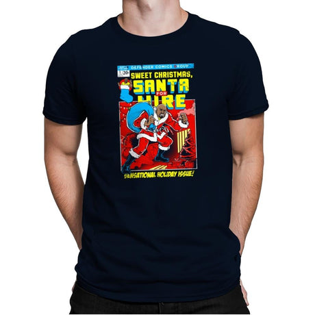 Santa For Hire Exclusive - Mens Premium T-Shirts RIPT Apparel Small / Midnight Navy