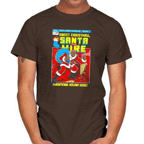 Santa For Hire Exclusive - Mens T-Shirts RIPT Apparel Small / Dark Chocolate