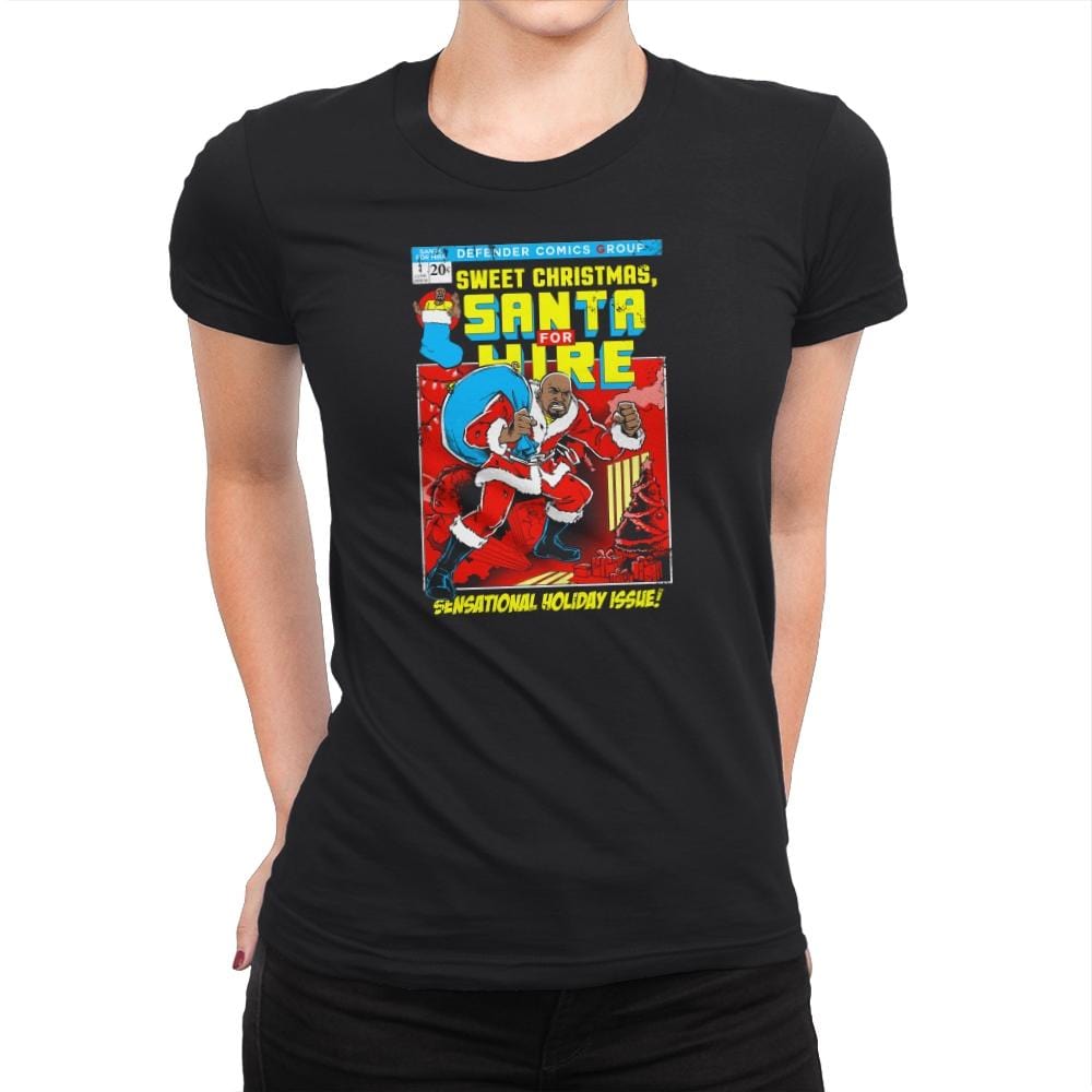 Santa For Hire Exclusive - Womens Premium T-Shirts RIPT Apparel Small / Black