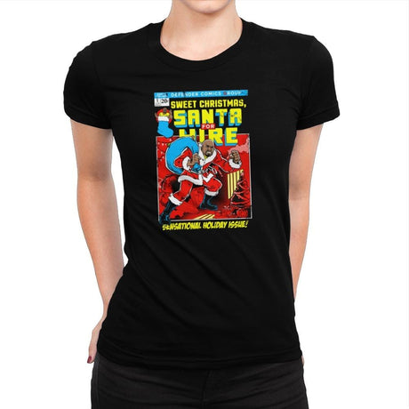 Santa For Hire Exclusive - Womens Premium T-Shirts RIPT Apparel Small / Indigo