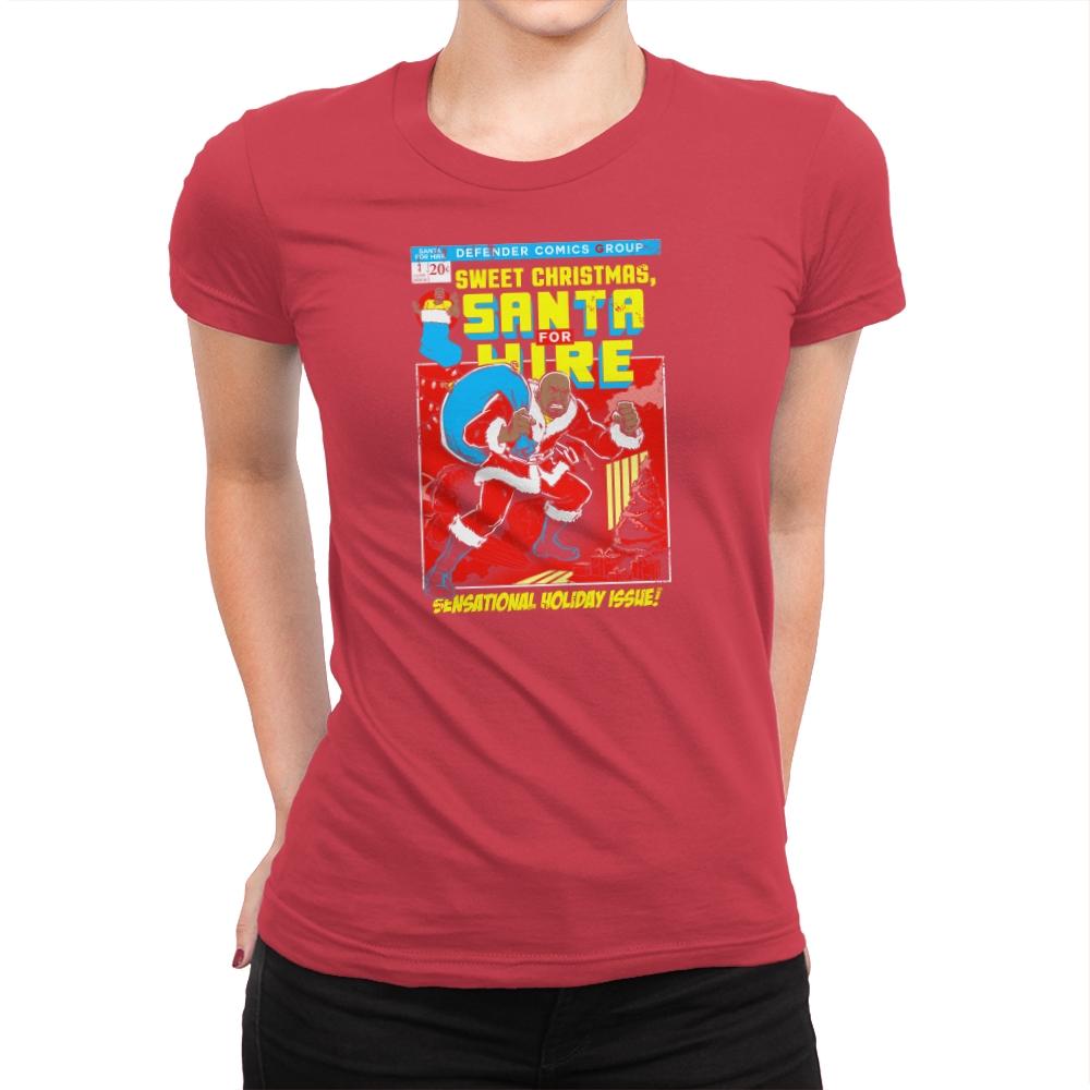 Santa For Hire Exclusive - Womens Premium T-Shirts RIPT Apparel Small / Red
