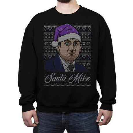 Santa Mike - Ugly Holiday - Crew Neck Sweatshirt Crew Neck Sweatshirt RIPT Apparel Small / Black