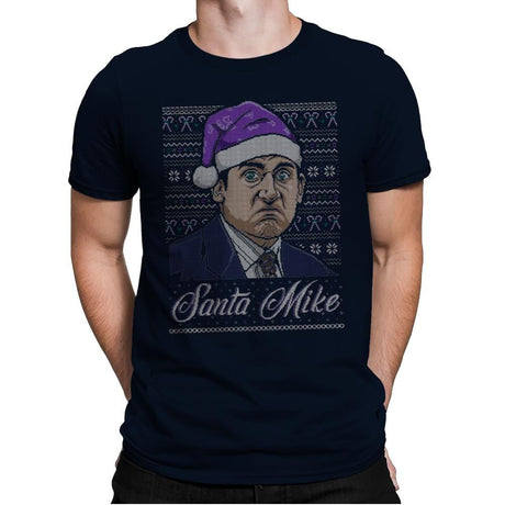 Santa Mike - Ugly Holiday - Mens Premium T-Shirts RIPT Apparel Small / Midnight Navy