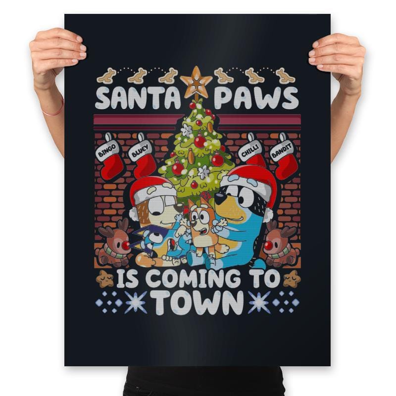 Santa Paws - Prints Posters RIPT Apparel 18x24 / Black