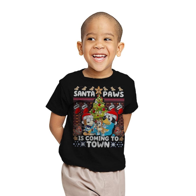 Santa Paws - Youth T-Shirts RIPT Apparel X-small / Black