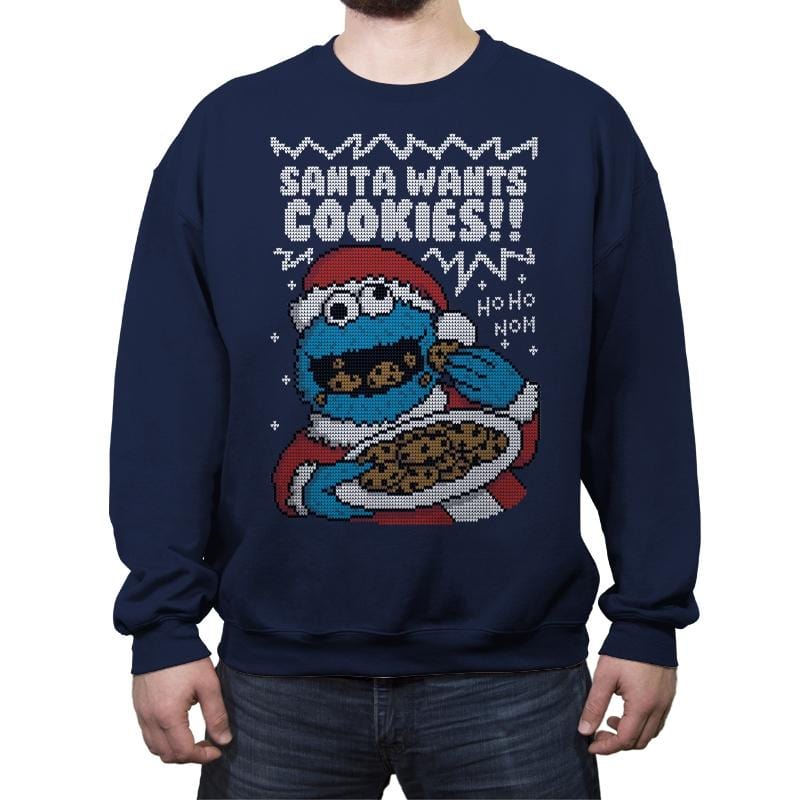 Santa's Cookies! - Crew Neck Sweatshirt Crew Neck Sweatshirt RIPT Apparel Small / Navy