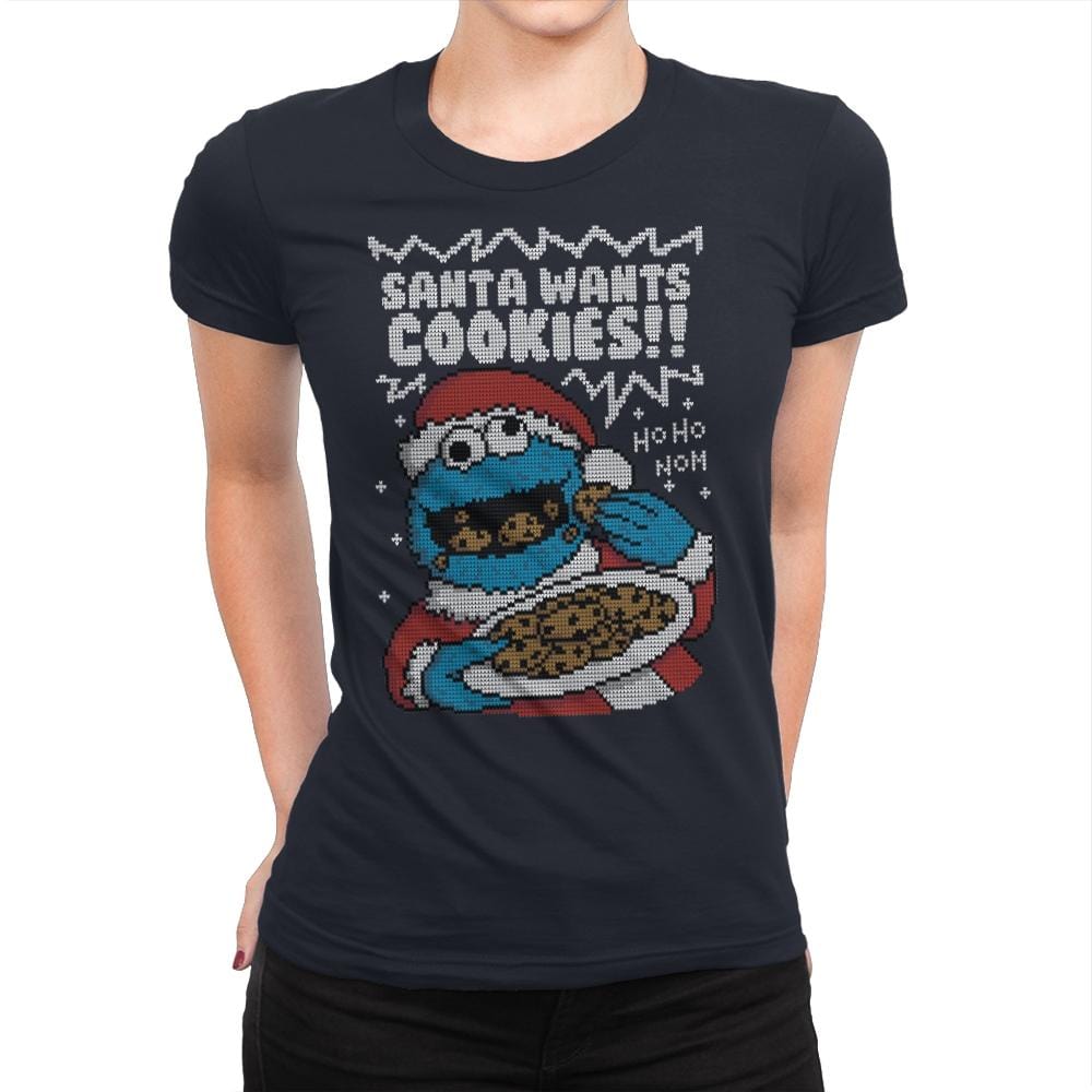 Santa's Cookies! - Womens Premium T-Shirts RIPT Apparel Small / Midnight Navy