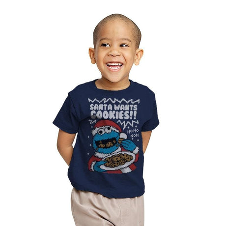 Santa's Cookies! - Youth T-Shirts RIPT Apparel X-small / Navy