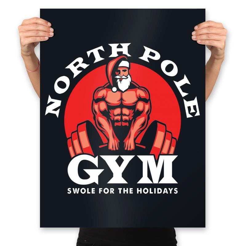 Santa's Gym - Prints Posters RIPT Apparel 18x24 / Black