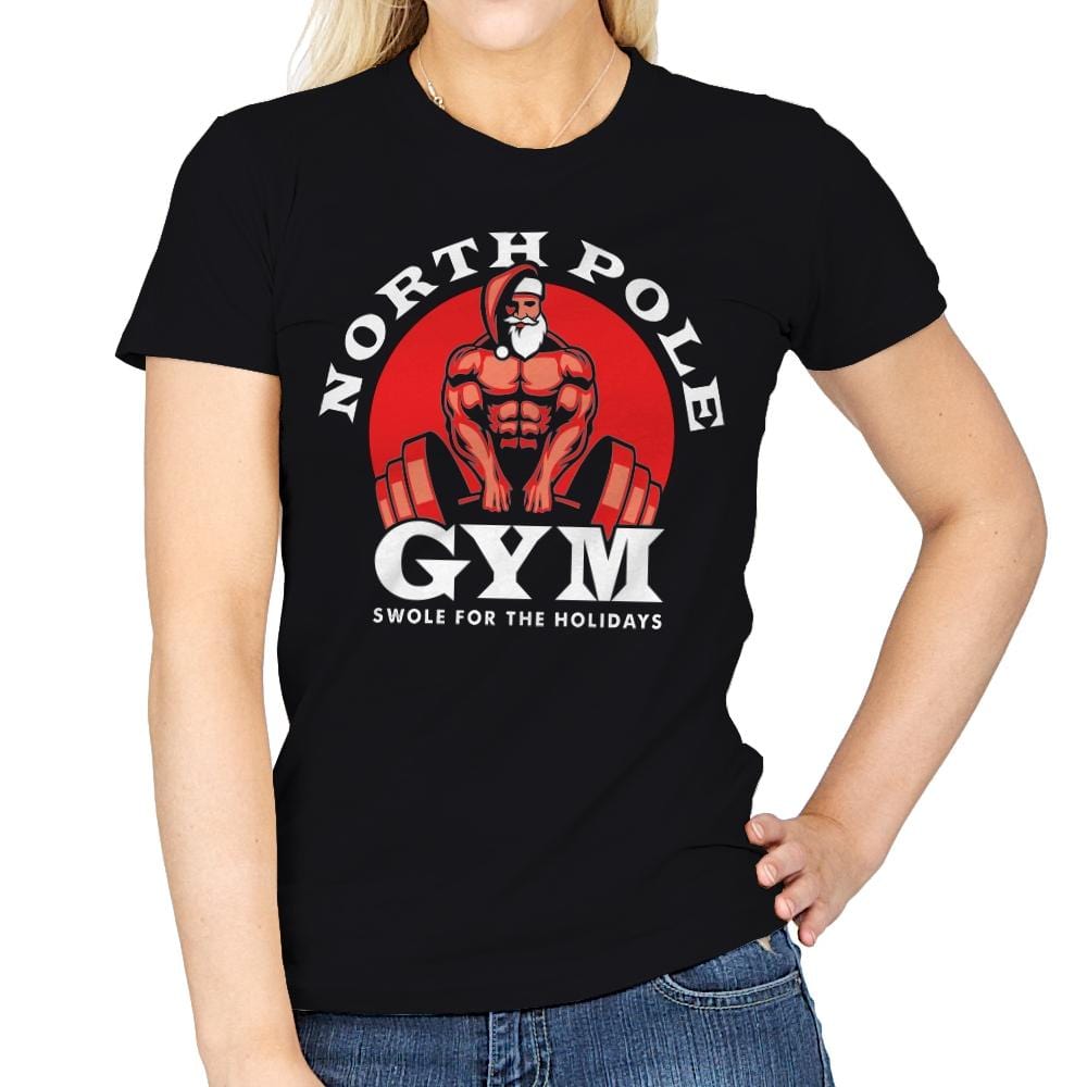 Santa's Gym - Womens T-Shirts RIPT Apparel Small / Black