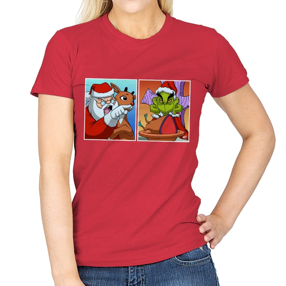 Santa Yelling - Womens T-Shirts RIPT Apparel Small / Red