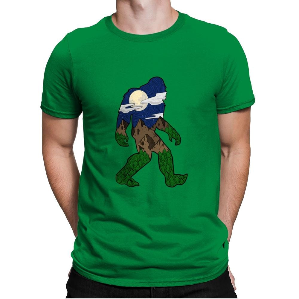 Sasquatch Night Sky - Mens Premium T-Shirts RIPT Apparel Small / Kelly Green