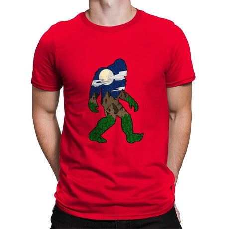 Sasquatch Night Sky - Mens Premium T-Shirts RIPT Apparel Small / Red
