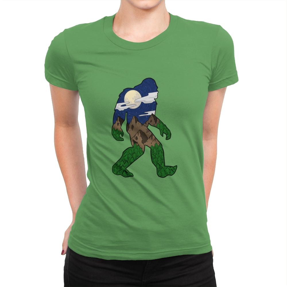 Sasquatch Night Sky - Womens Premium T-Shirts RIPT Apparel Small / Kelly Green