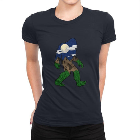 Sasquatch Night Sky - Womens Premium T-Shirts RIPT Apparel Small / Midnight Navy