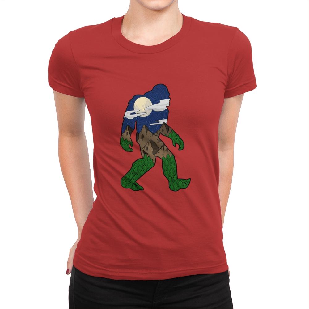 Sasquatch Night Sky - Womens Premium T-Shirts RIPT Apparel Small / Red