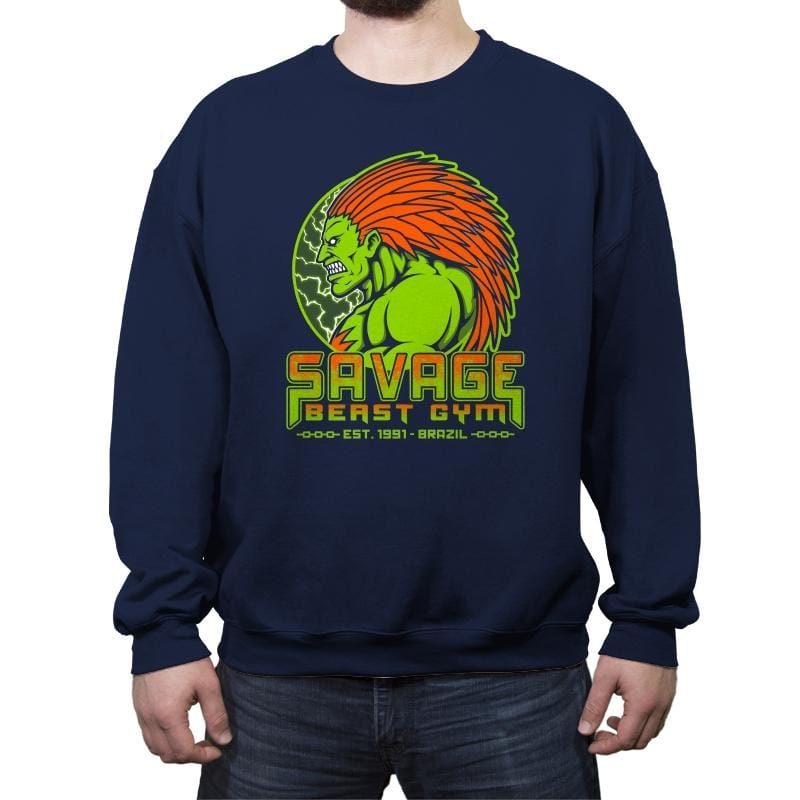 Savage Beast Gym - Crew Neck Sweatshirt Crew Neck Sweatshirt RIPT Apparel Small / Navy