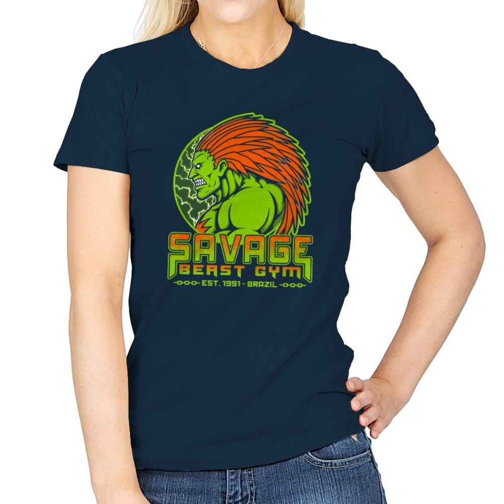 Savage Beast Gym - Womens T-Shirts RIPT Apparel Small / Navy