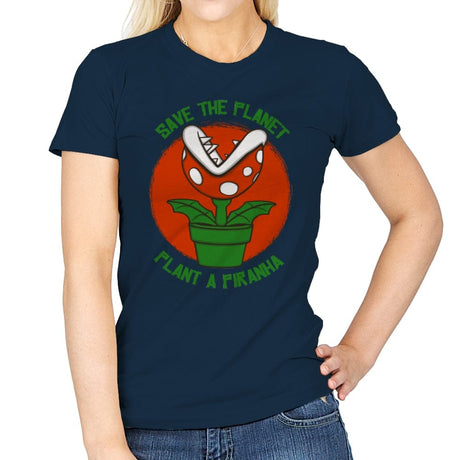 Save the Planet - Womens T-Shirts RIPT Apparel Small / Navy