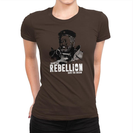 Save The Rebellion Exclusive - Womens Premium T-Shirts RIPT Apparel Small / Dark Chocolate