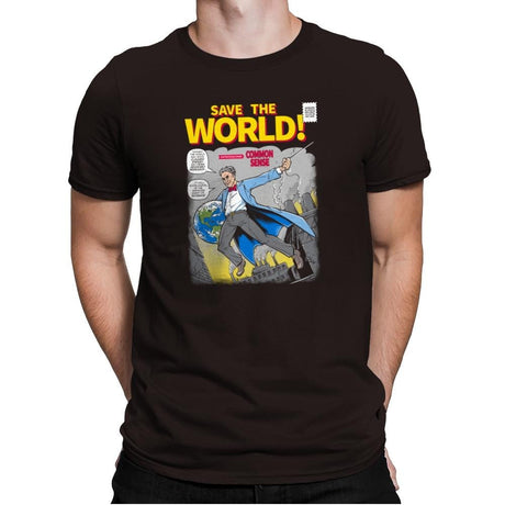 Save the World! Exclusive - Mens Premium T-Shirts RIPT Apparel Small / Dark Chocolate