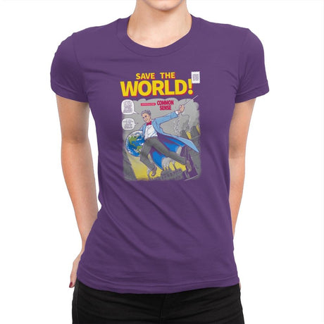 Save the World! Exclusive - Womens Premium T-Shirts RIPT Apparel Small / Purple Rush