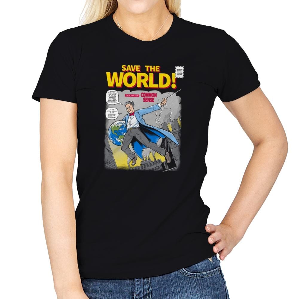 Save the World! Exclusive - Womens T-Shirts RIPT Apparel Small / Black
