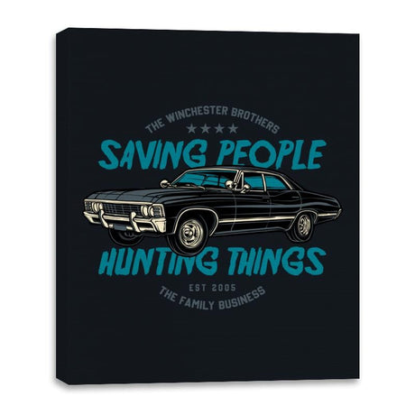 Saving People, Hunting things - Canvas Wraps Canvas Wraps RIPT Apparel 16x20 / Black