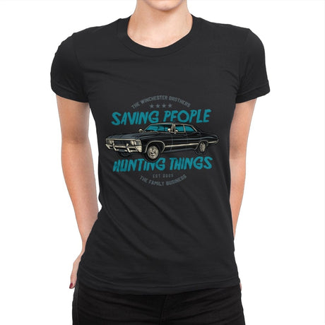 Saving People, Hunting things - Womens Premium T-Shirts RIPT Apparel Small / Black