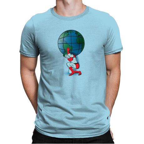 Saving the Planet - Mens Premium T-Shirts RIPT Apparel Small / Light Blue