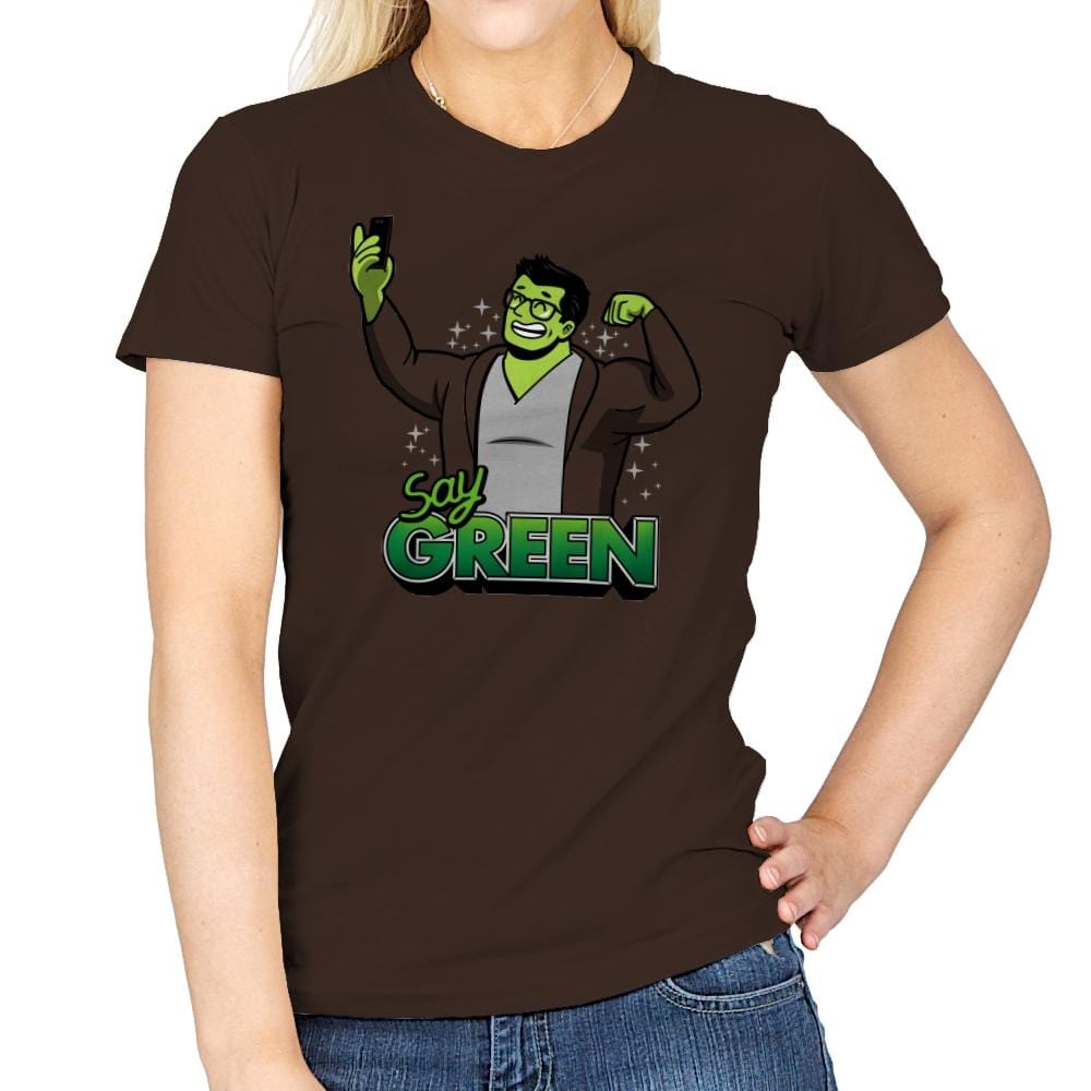 Say Green B - Womens T-Shirts RIPT Apparel Small / Dark Chocolate