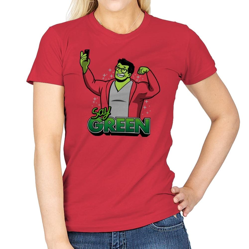 Say Green B - Womens T-Shirts RIPT Apparel Small / Red