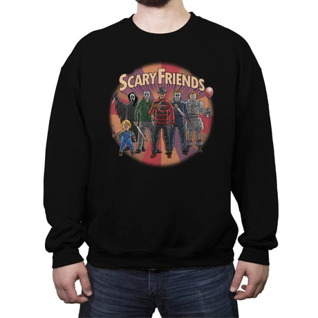 Scary Friends - Crew Neck Sweatshirt Crew Neck Sweatshirt RIPT Apparel Small / Black