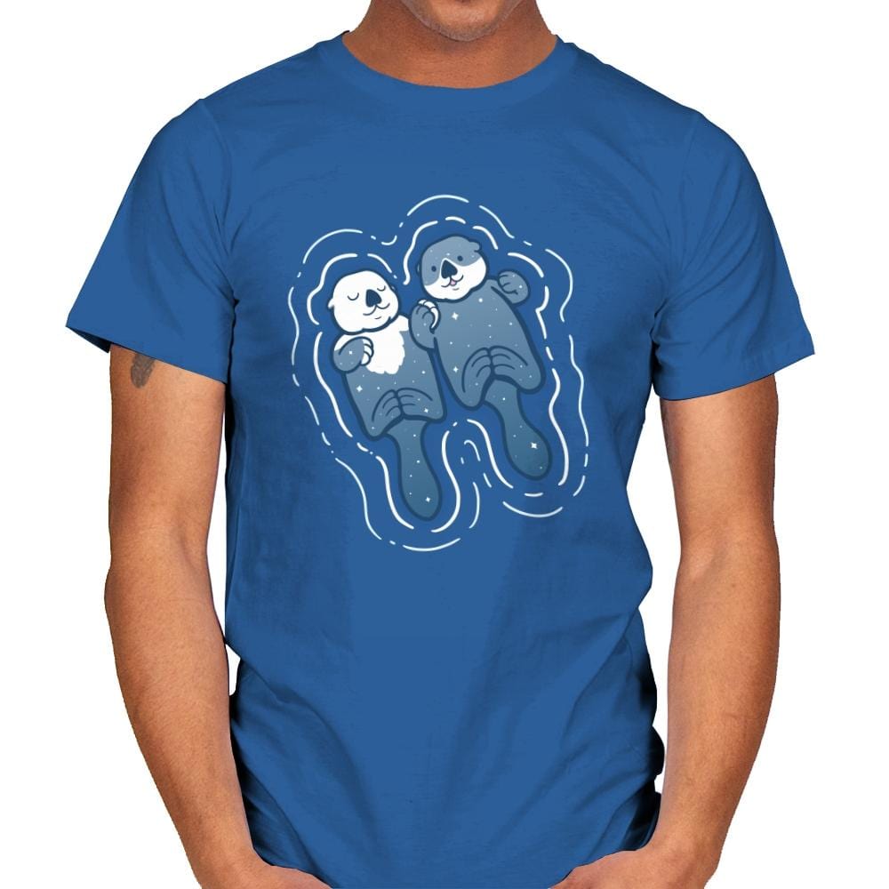 Sea Otters Holding Hands - Mens T-Shirts RIPT Apparel Small / Royal