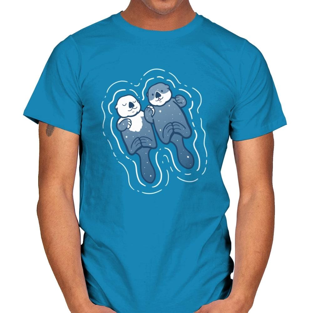 Sea Otters Holding Hands - Mens T-Shirts RIPT Apparel Small / Sapphire