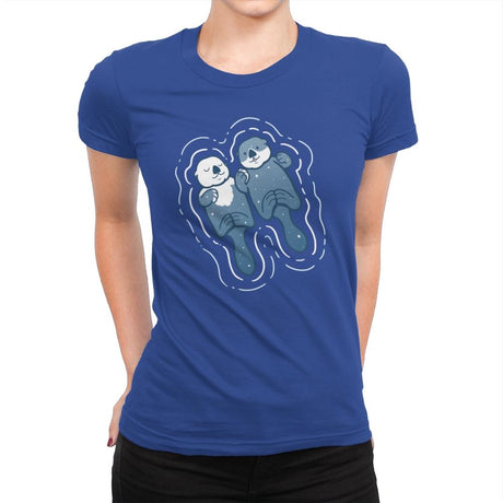 Sea Otters Holding Hands - Womens Premium T-Shirts RIPT Apparel Small / Royal