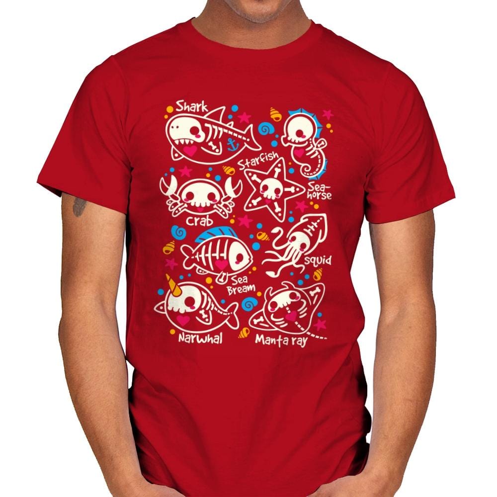 Sea Skeletons - Mens T-Shirts RIPT Apparel Small / Red