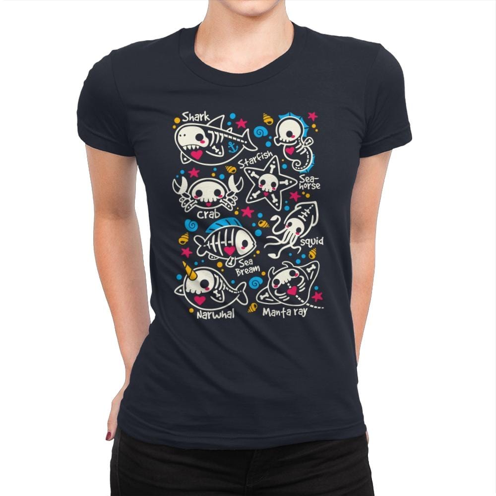 Sea Skeletons - Womens Premium T-Shirts RIPT Apparel Small / Midnight Navy