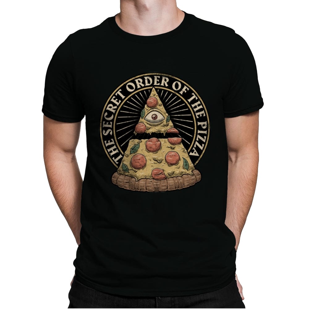Secret Order of the Pizza - Illuminati Food - Mens Premium T-Shirts RIPT Apparel Small / Black