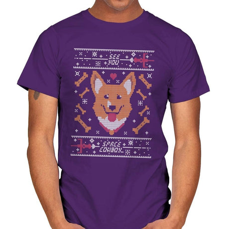 See you space cowdog... - Ugly Holiday - Mens T-Shirts RIPT Apparel Small / Purple