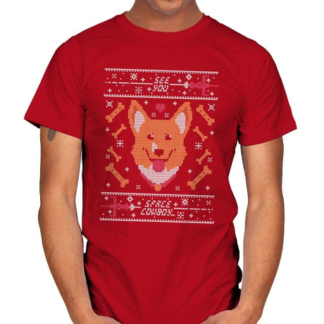See you space cowdog... - Ugly Holiday - Mens T-Shirts RIPT Apparel Small / Red