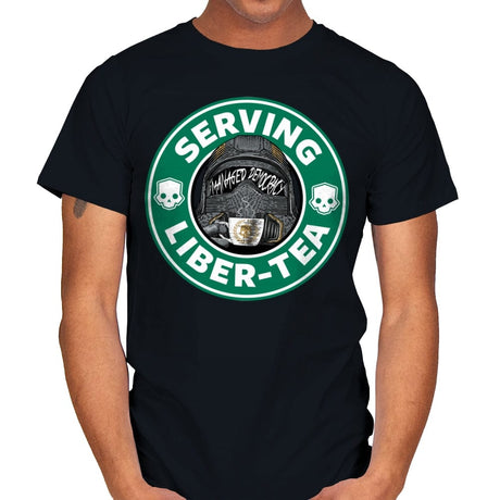 Serving Liber Tea - Mens T-Shirts RIPT Apparel Small / Black