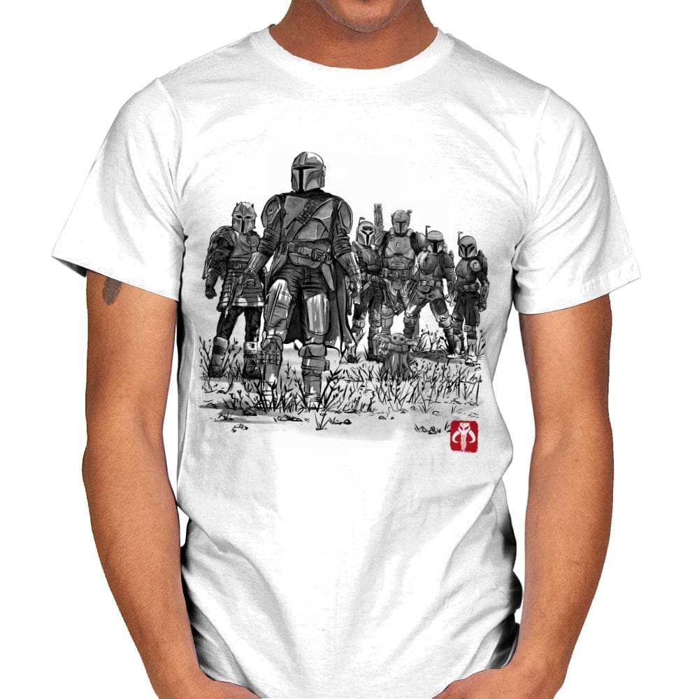 Seven Mandalorians Sumi-e - Mens T-Shirts RIPT Apparel Small / White