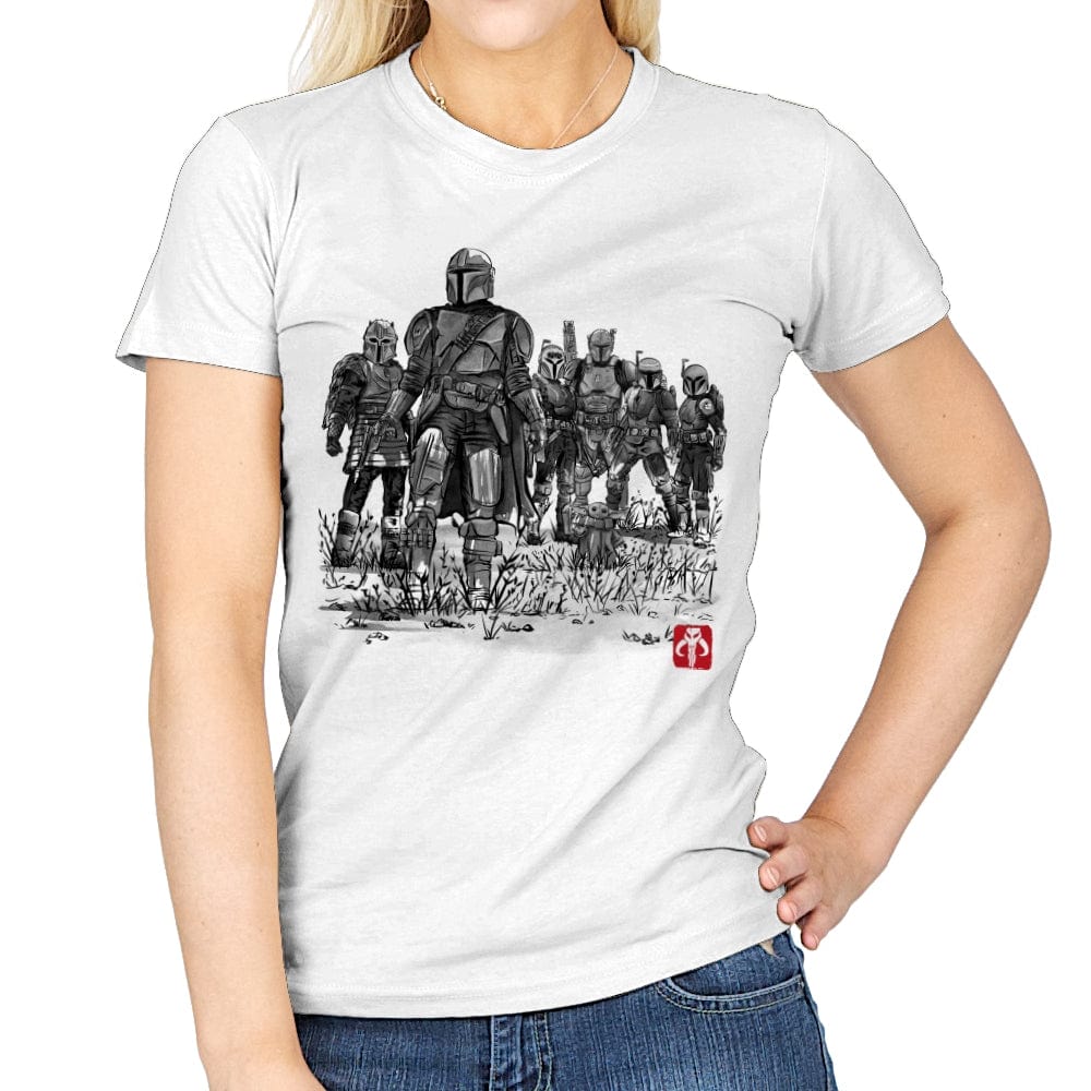 Seven Mandalorians Sumi-e - Womens T-Shirts RIPT Apparel Small / White