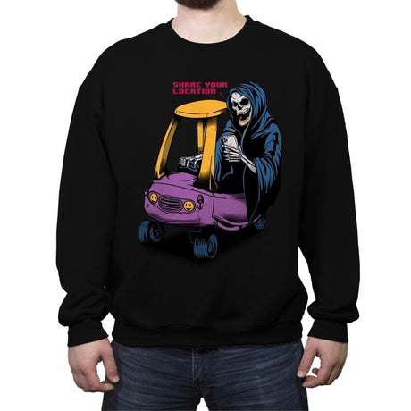 Share Your Location - Crew Neck Sweatshirt Crew Neck Sweatshirt RIPT Apparel Small / Black
