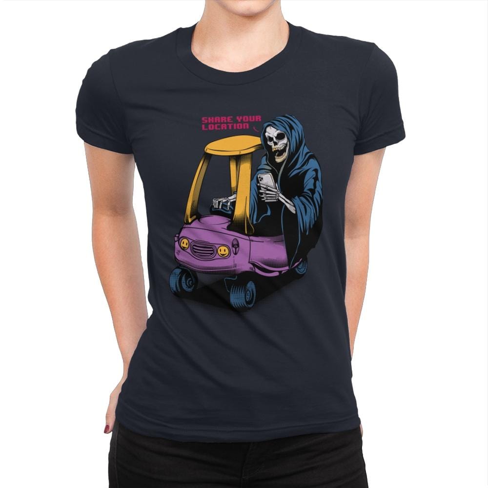 Share Your Location - Womens Premium T-Shirts RIPT Apparel Small / Midnight Navy