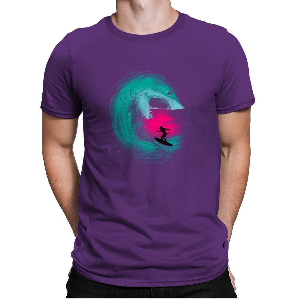 Shark Attack - Back to Nature - Mens Premium T-Shirts RIPT Apparel Small / Purple Rush